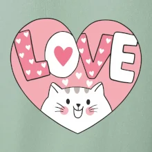 Kočka love - růžové srdce