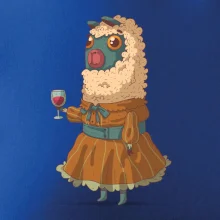 Alpaka s vínem žena