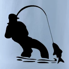 Rybář tahající rybu