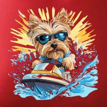 Yorkšírský teriér na vodním skútru