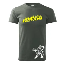 Hasič stojící - nápis hasiči - Velký nápis  na zádech