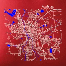 Budějce  - Mapa s vodními toky