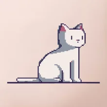 Kočka bílá pixel