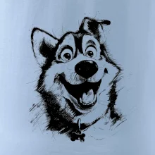 Černobílá karikatura husky