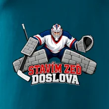 Hokejový brankář staví zeď