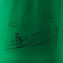 Kreslený lyžař na horách