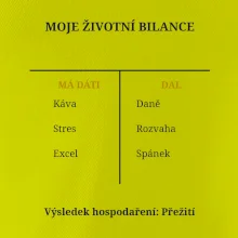 Moje životní bilance má dáti dal