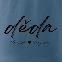 Děda Tričko se jmény dětí psací písmo