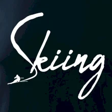 Skiing nápis lyžař