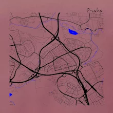 Praha - 14100 mapa s vodními toky