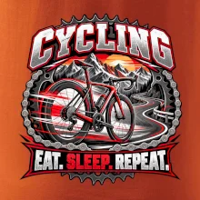 Cyklistické kolo mezi horami eat sleep repeat