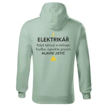 Elektrikář - hlavní jistič - Nápis na zádech