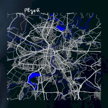 Plzeň mapa s vodními toky