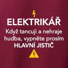 Elektrikář - hlavní jistič - Nápis na zádech
