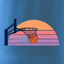 Retro západ slunce a basketbalový koš