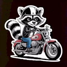 Mýval na motorce kreslený