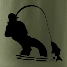 Rybář tahající rybu