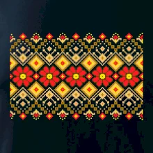Ukrajinský vzor  - Červené květiny