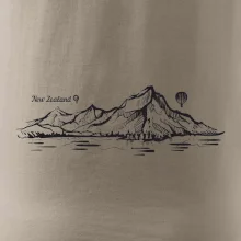 Nový Zéland nápis a hory Aoraki -  Mount Cook