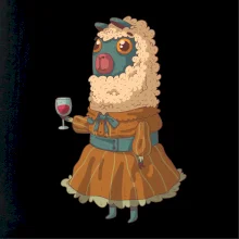 Alpaka s vínem žena