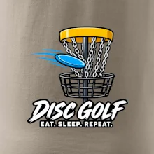 Discgolfový koš s letícím diskem eat sleep repeat