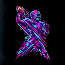 Neonový quarterback při hodu
