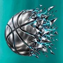 Kovový basketbalový míč s elektrickými střepy
