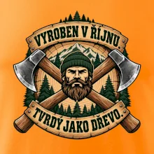 Dřevorubec vyroben v říjnu s překříženými sekerami