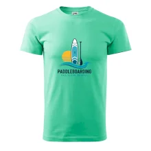 Paddleboard s pádlem při západu slunce eat sleep repeat
