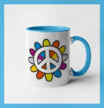 Peace symbol s kreslenou květinou