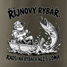 Říjnový rybář v loďce s obří štikou