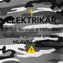 Elektrikář - hlavní jistič - Nápis na zádech
