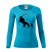 Rybář tahající rybu