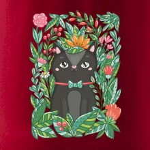 Kočka s květy malovaná