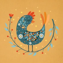 Folklor - slepice s kopretinou