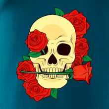 Lebka držící růži