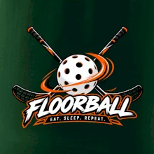 Florbalové hokejky s děrovaným míčkem eat sleep repeat