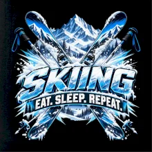 Sjezdové lyže v horách eat sleep repeat