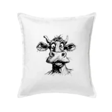 Černobílá karikatura světlá kráva hlava