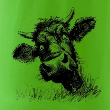 Černobílá karikatura černá kráva hlava