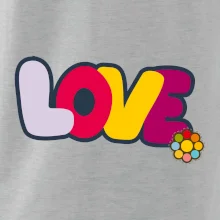 Love nápis s květinou