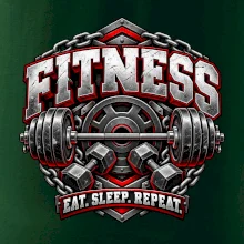 Fitness činka a závaží eat sleep repeat