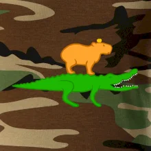 Kapybara na krokodýlovi (Moňas) Kapybara na krokodýlovi (Moňas)