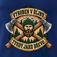 Dřevorubec vyroben v říjnu s překříženými sekerami