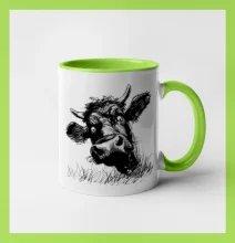 Černobílá karikatura černá kráva hlava