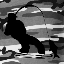 Rybář tahající rybu