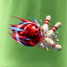 Bowlingová koule v akci a padající kuželky