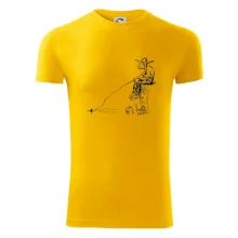 Kreslený rybář na pařezu