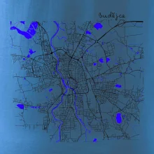 Budějce  - Mapa s vodními toky