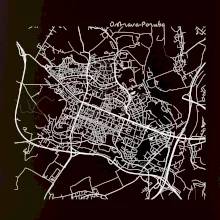 Mapy měst černobílé Ostrava Poruba